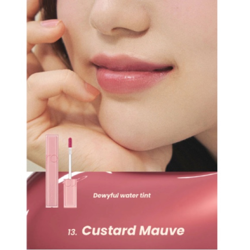 Rom&nd 13 Custard Mauve Dewyful Water Tint- cool creamy mauve, buildable, dewy